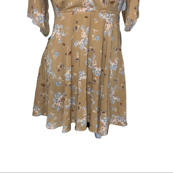 Free People Gold Floral Fully Lined Dress Size Small boho festival - Picture 7 of 15